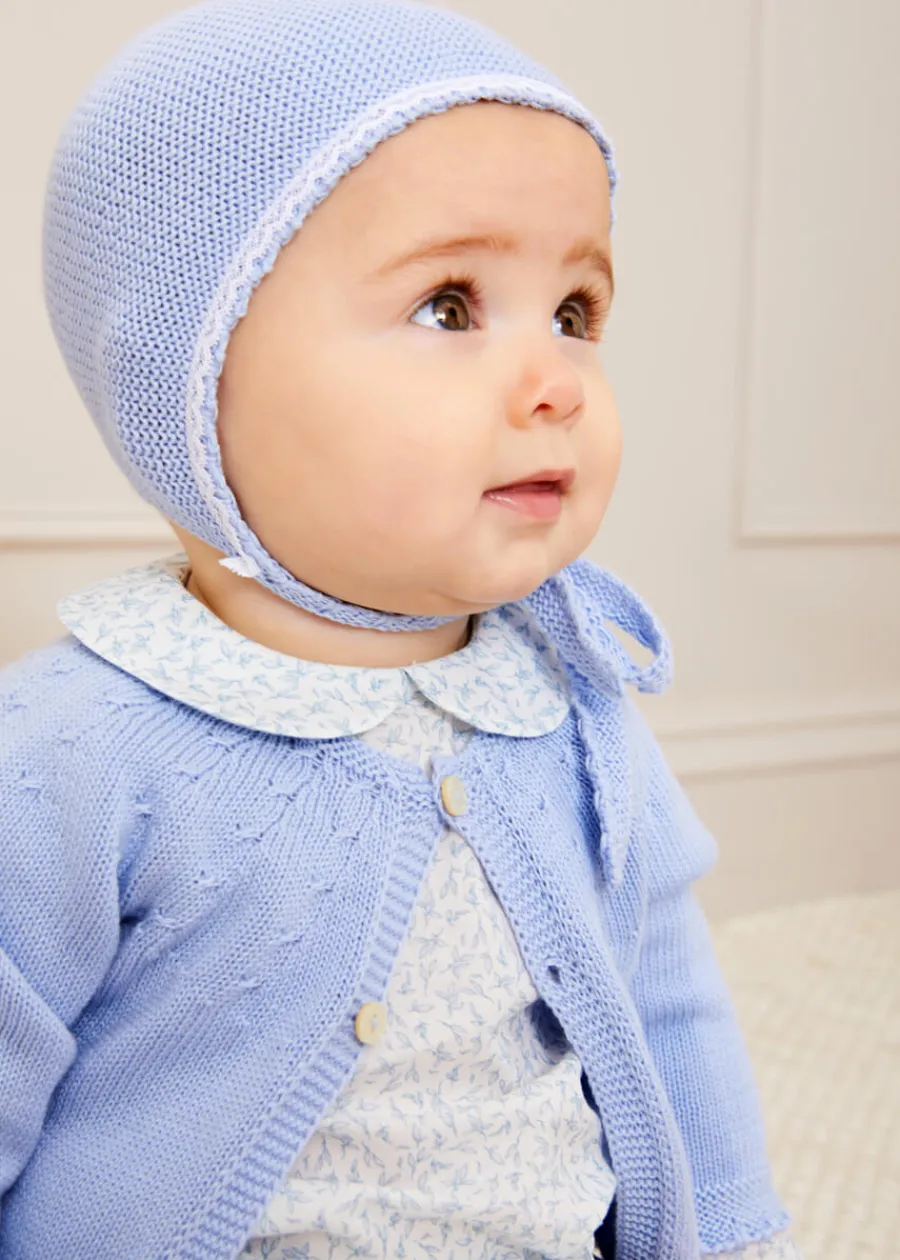 Pepa London Openwork Detail Baby Cardigan in Blue (1-12mths)