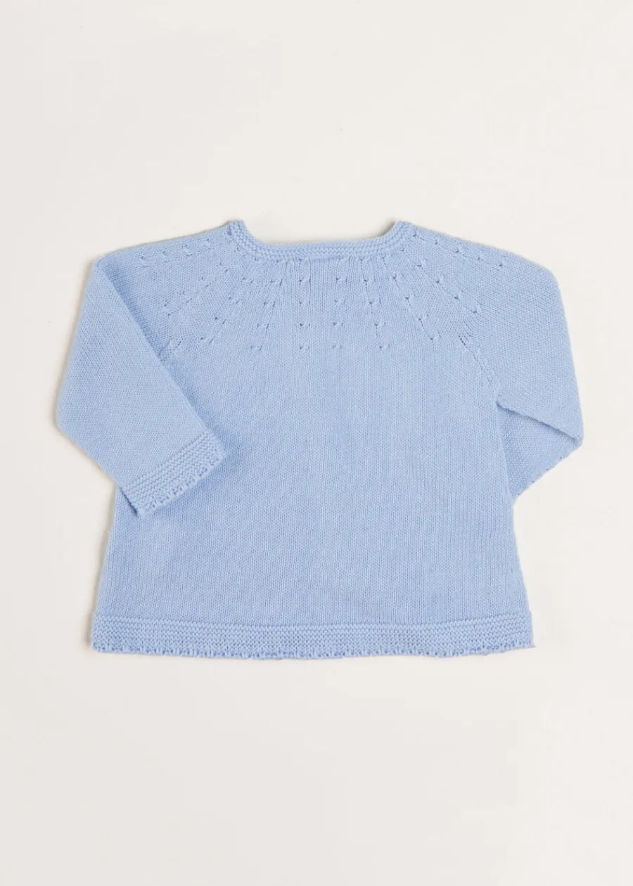 Pepa London Openwork Detail Baby Cardigan in Blue (1-12mths)