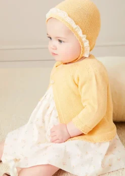 Pepa London Openwork Detail Cotton Baby Cardigan in Tangerine (1-12mths)