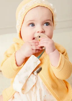 Pepa London Openwork Detail Cotton Baby Cardigan in Tangerine (1-12mths)