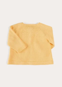Pepa London Openwork Detail Cotton Baby Cardigan in Tangerine (1-12mths)