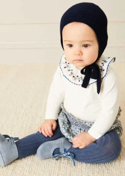 BOY Pepa London Openwork Knitted Bonnet in Navy (S-L)