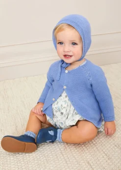 BOY Pepa London Openwork Knitted Bonnet in Blue (S-L)