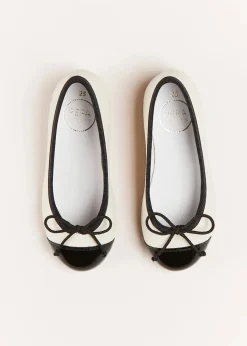 Pepa London Patent Toe Ballerina Shoes in Cream (24-34EU)
