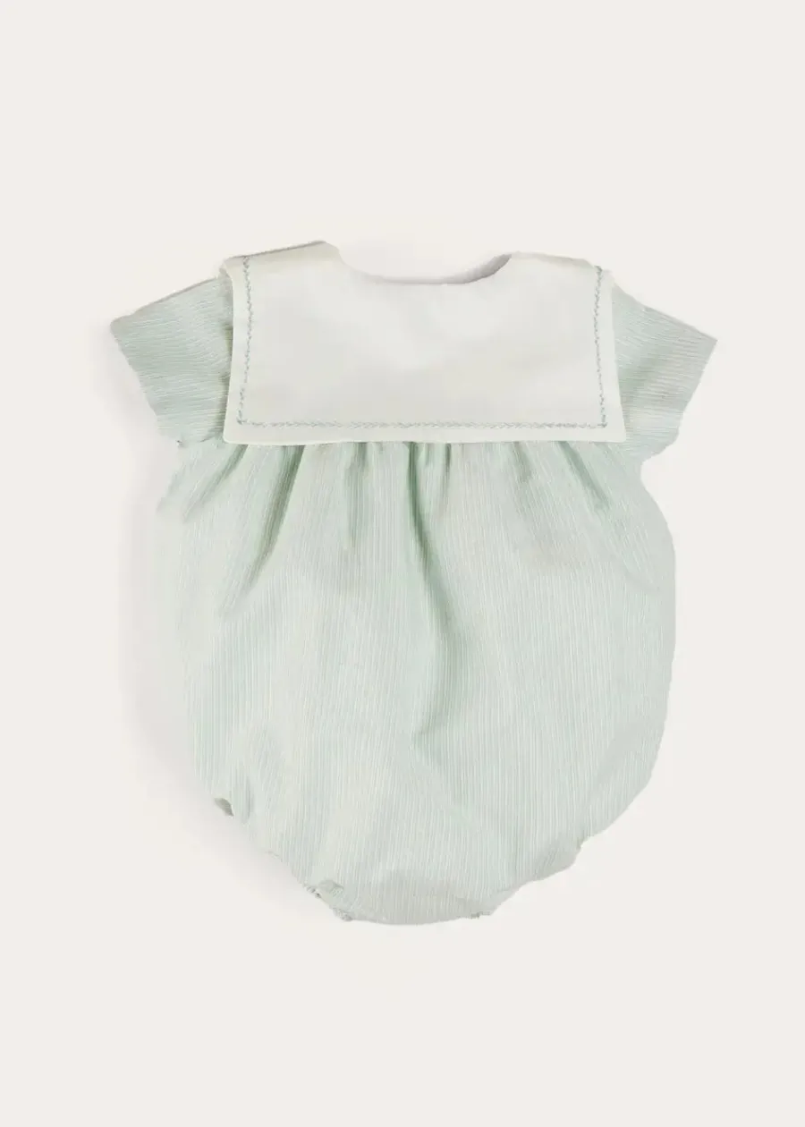 BOY Pepa London Pembridge Striped Plane Embroidery Short Sleeve Romper in Green (3mths-2yrs)