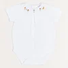BOY Pepa London Peter Pan Collar Duck Embroidery Short Sleeve Bodysuit in White (3mths-2yrs)
