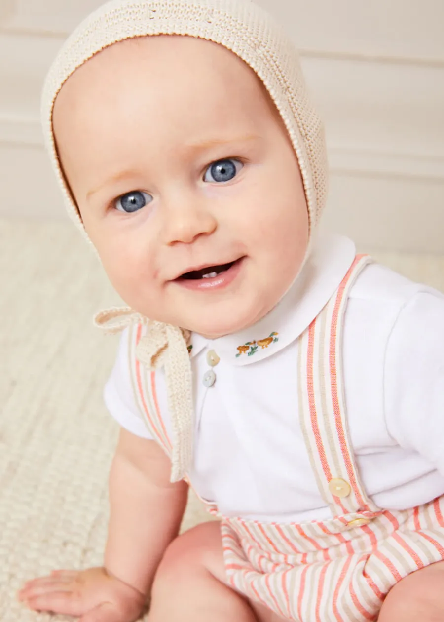 BOY Pepa London Peter Pan Collar Duck Embroidery Short Sleeve Bodysuit in White (3mths-2yrs)