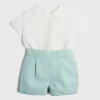 BOY Pepa London Peter Pan Collar Linen Two Piece Set in Teal (3mths-5yrs)