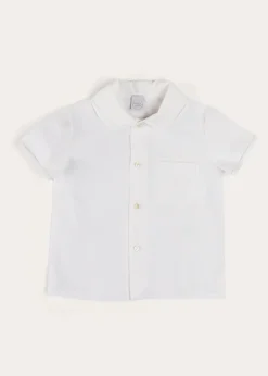 BOY Pepa London Peter Pan Collar Trim Detail Short Sleeve Shirt in White (12mths-5yrs)