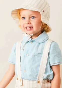 BOY Pepa London Peter Pan Collar Trim Detail Short Sleeve Shirt in Blue (12mths-5yrs)