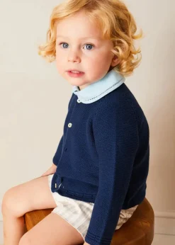 BOY Pepa London Peter Pan Collar Trim Detail Short Sleeve Shirt in Blue (12mths-5yrs)