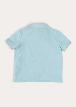 BOY Pepa London Peter Pan Collar Trim Detail Short Sleeve Shirt in Blue (12mths-5yrs)