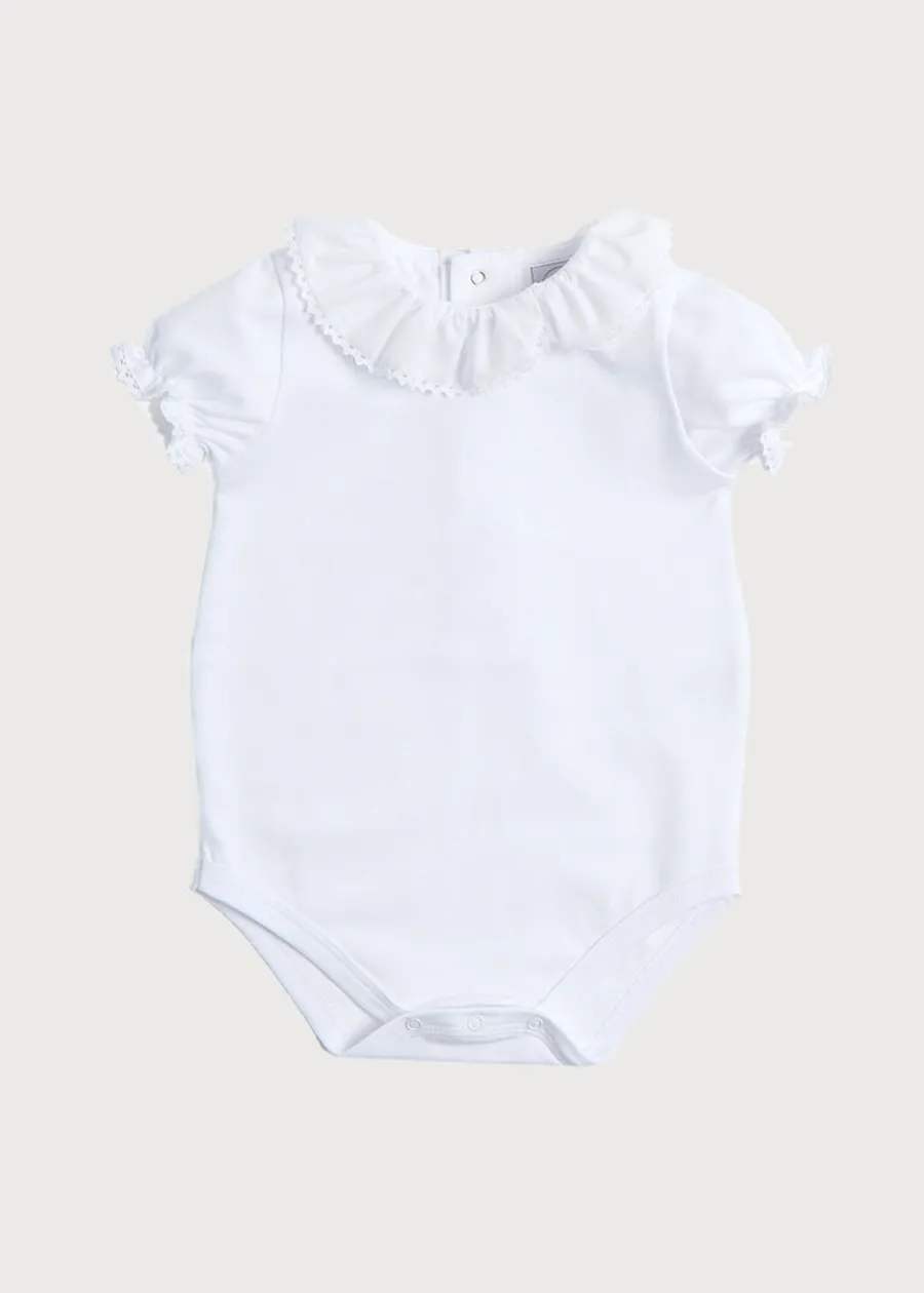 Pepa London Piculina Trim Cotton Bodysuit in White (1mths-3yrs)