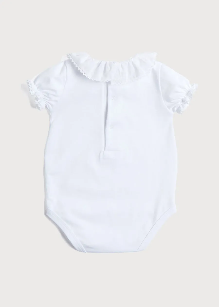 Pepa London Piculina Trim Cotton Bodysuit in White (1mths-3yrs)
