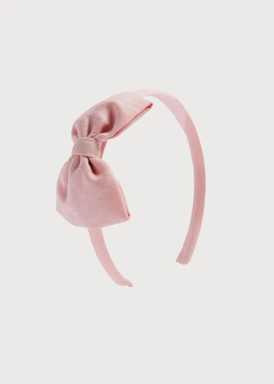 BOY Pepa London Pink Linen Big Bow Hairband