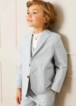 BOY Pepa London Plain Light Linen Blazer in Blue (4-10yrs)