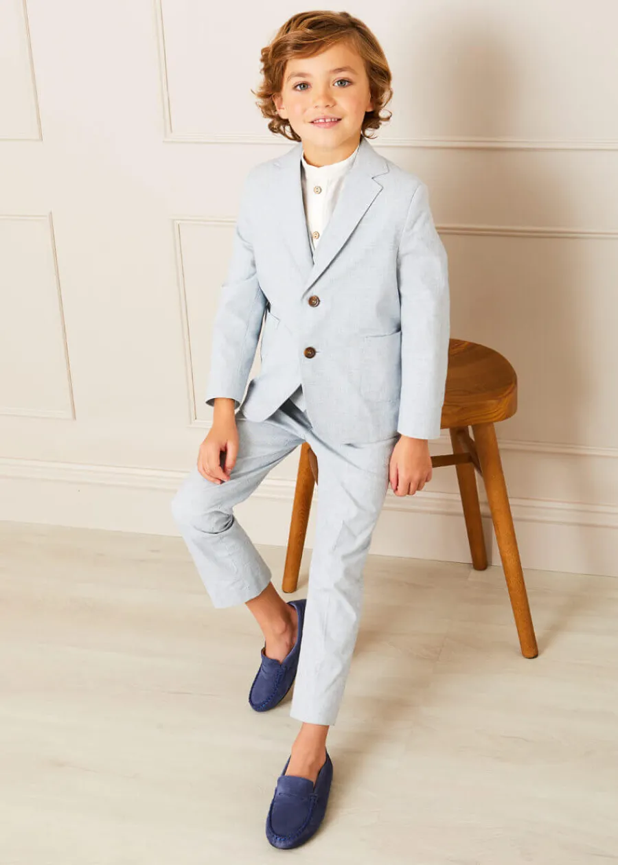 BOY Pepa London Plain Light Linen Blazer in Blue (4-10yrs)