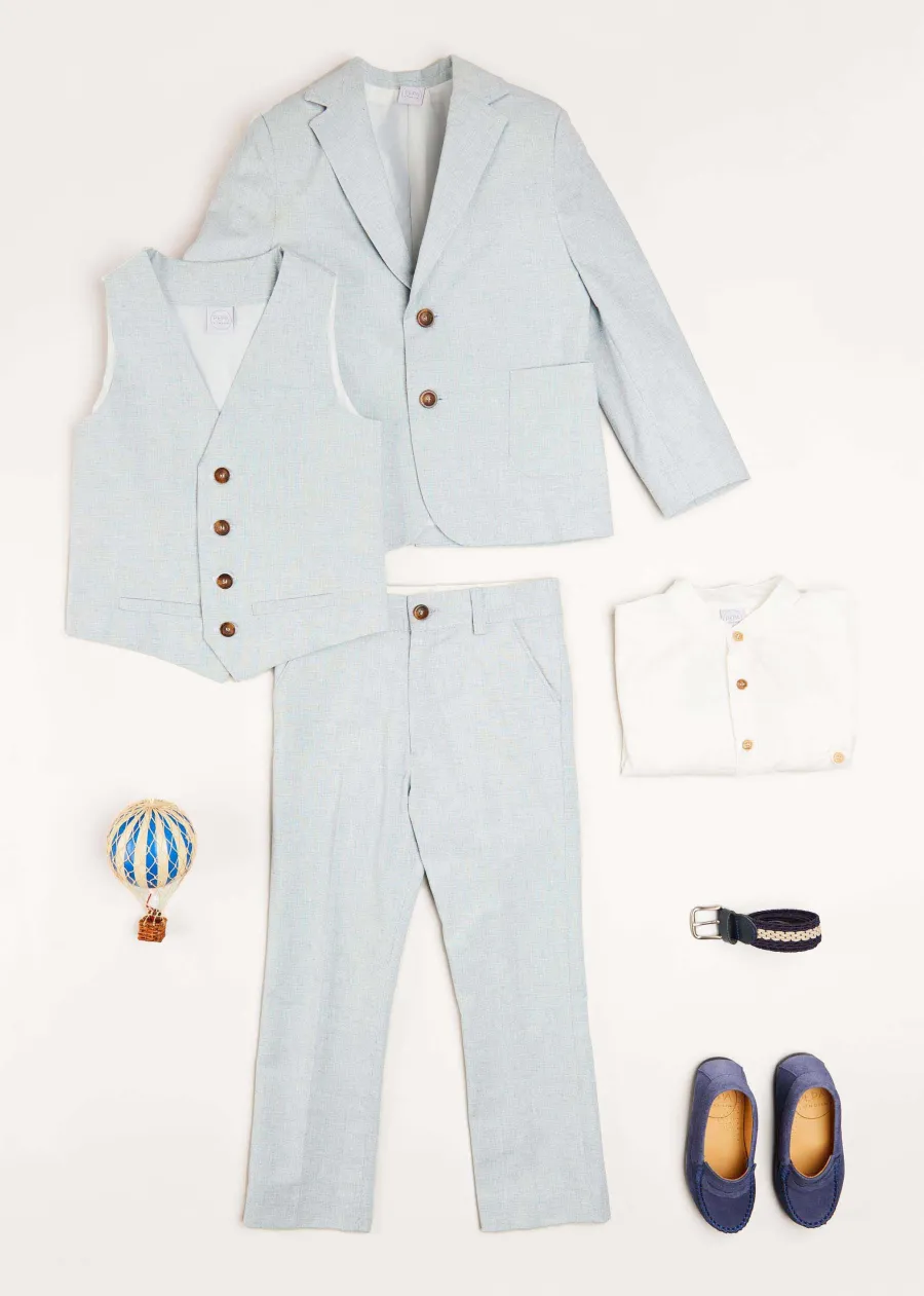 BOY Pepa London Plain Light Linen Blazer in Blue (4-10yrs)