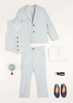 BOY Pepa London Plain Light Linen Suit Trousers in Blue (4-10yrs)