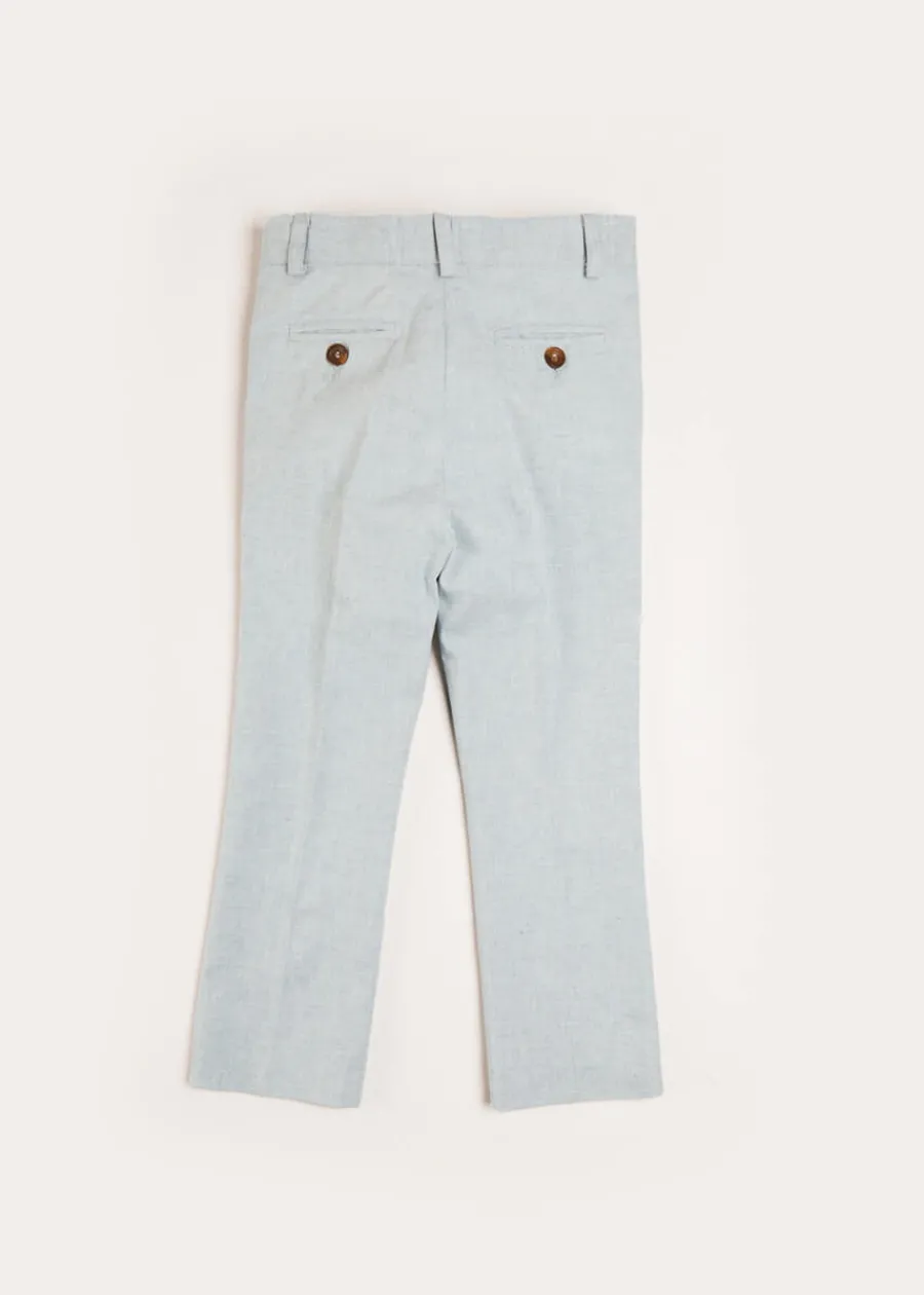 BOY Pepa London Plain Light Linen Suit Trousers in Blue (4-10yrs)