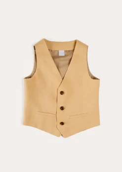 BOY Pepa London Plain Light Linen Vest in Beige (4-10yrs)