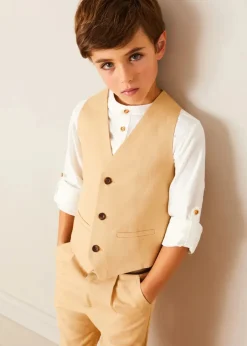 BOY Pepa London Plain Light Linen Vest in Beige (4-10yrs)