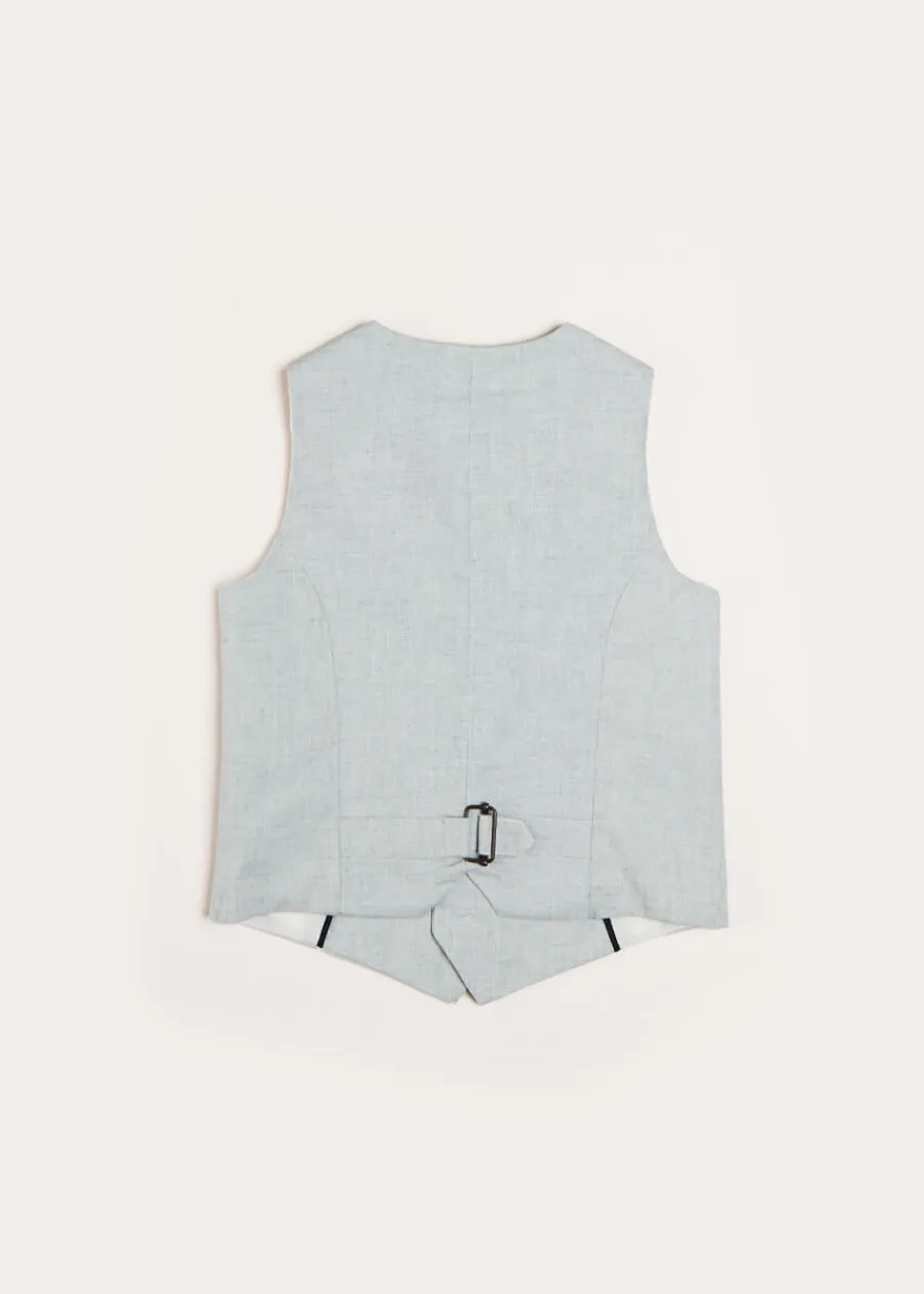 BOY Pepa London Plain Light Linen Vest in Blue (4-10yrs)