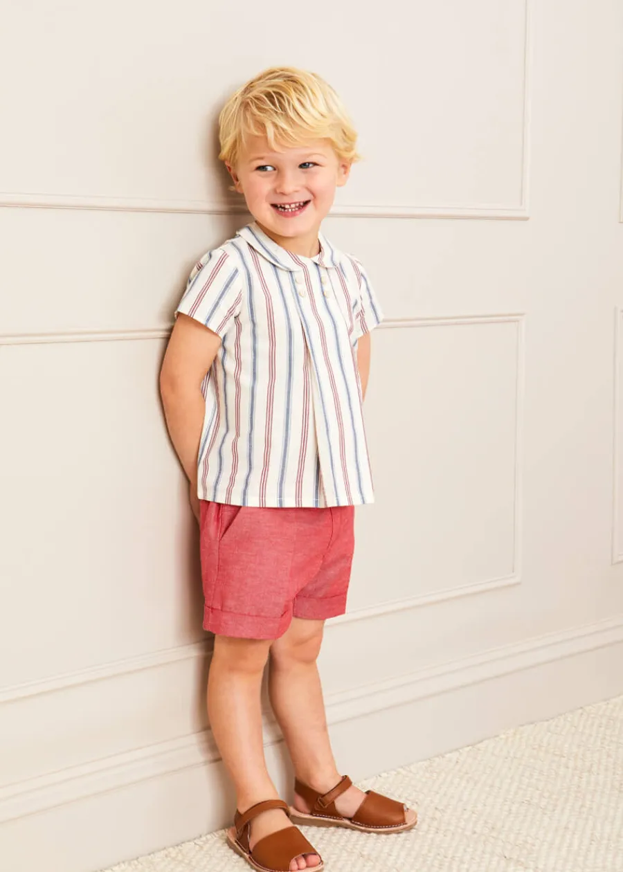 BOY Pepa London Plain Linen Toddler Shorts in Red (12mths-4yrs)
