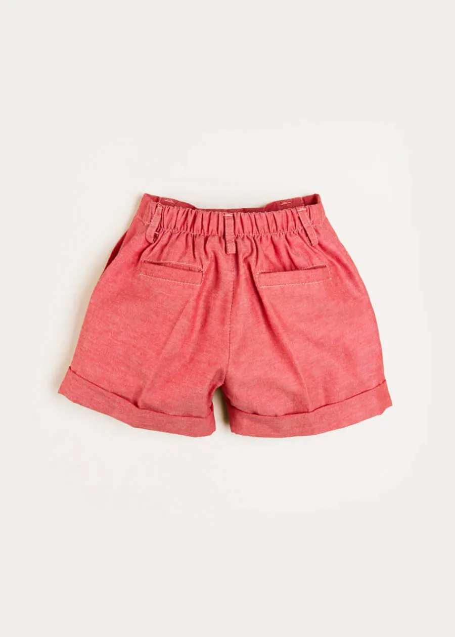 BOY Pepa London Plain Linen Toddler Shorts in Red (12mths-4yrs)