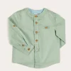 BOY Pepa London Plain Mao Collar Long Sleeve Shirt in Green (12mths-10yrs)