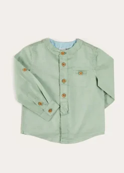 BOY Pepa London Plain Mao Collar Long Sleeve Shirt in Green (12mths-10yrs)