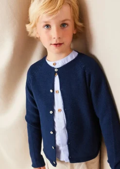 BOY Pepa London Plain Mao Collar Long Sleeve Shirt in Blue (4-10yrs)