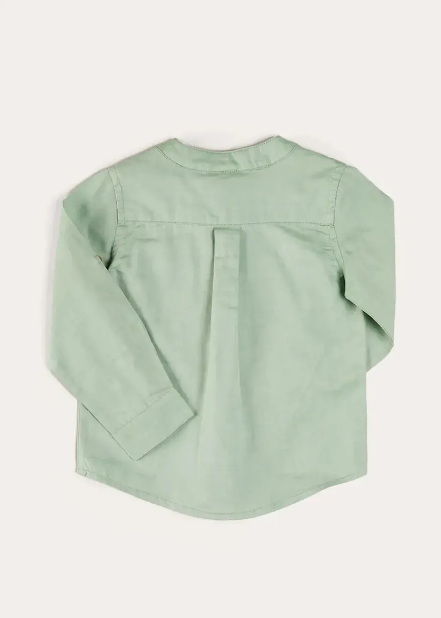 BOY Pepa London Plain Mao Collar Long Sleeve Shirt in Green (12mths-10yrs)