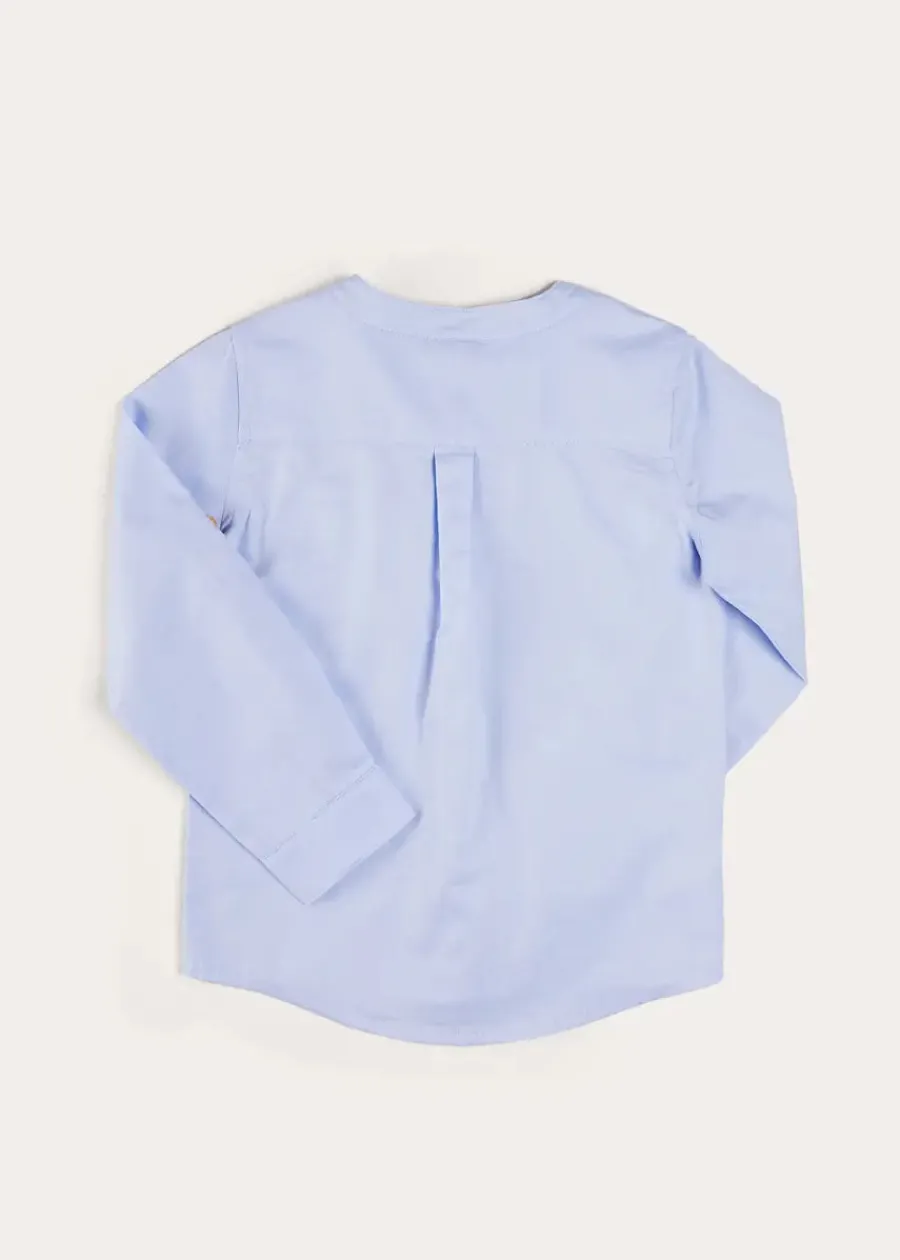 BOY Pepa London Plain Mao Collar Long Sleeve Shirt in Blue (4-10yrs)