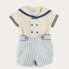 BOY Pepa London Regency Stripe Mariner Collar Two Piece Set With Bloomers in Blue (6mths-3yrs)