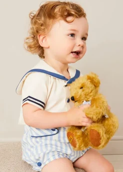 BOY Pepa London Regency Stripe Mariner Collar Two Piece Set With Bloomers in Blue (6mths-3yrs)