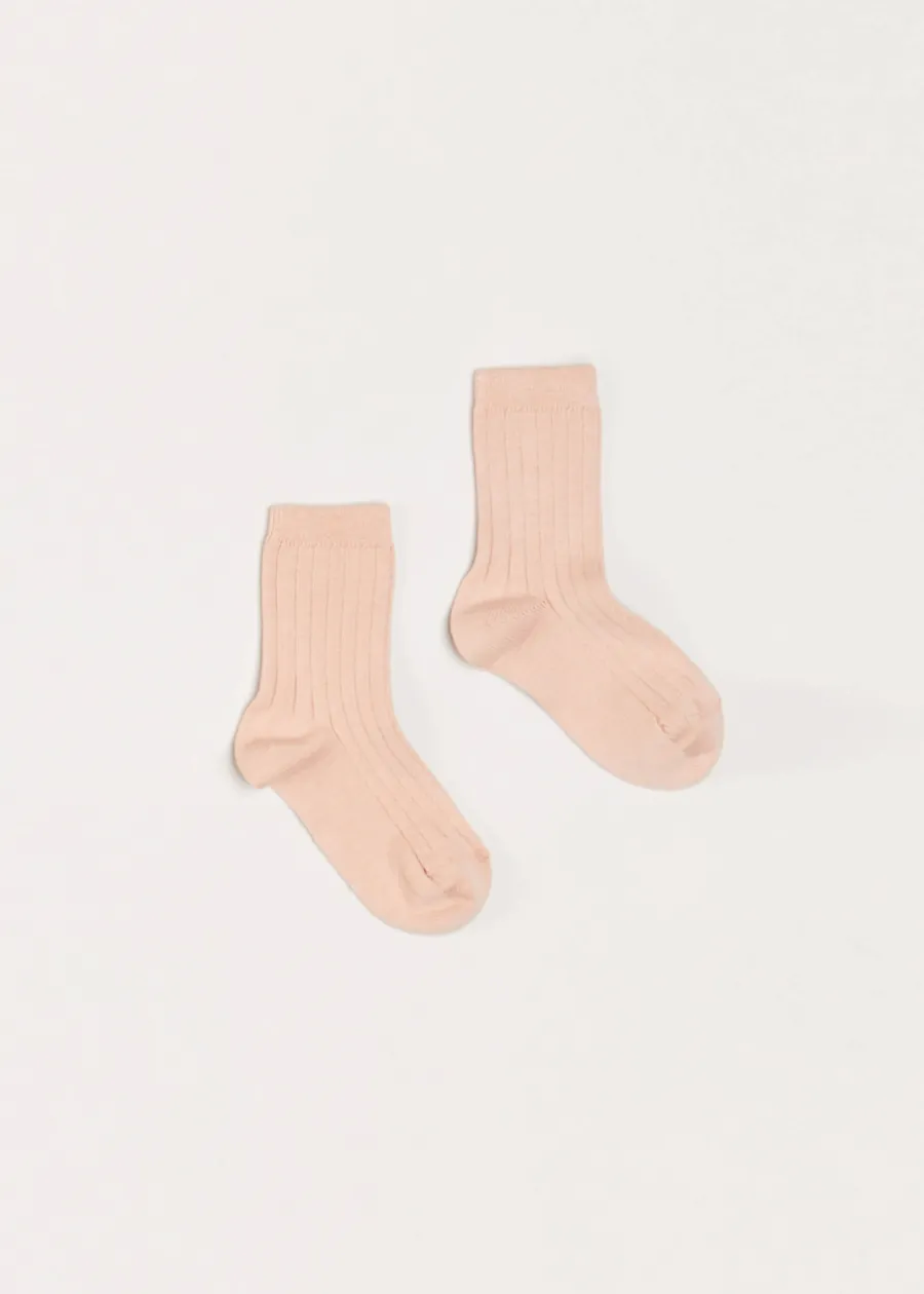 BOY Pepa London Ribbed Short Socks - Dusty Pink (0mths-10yrs)