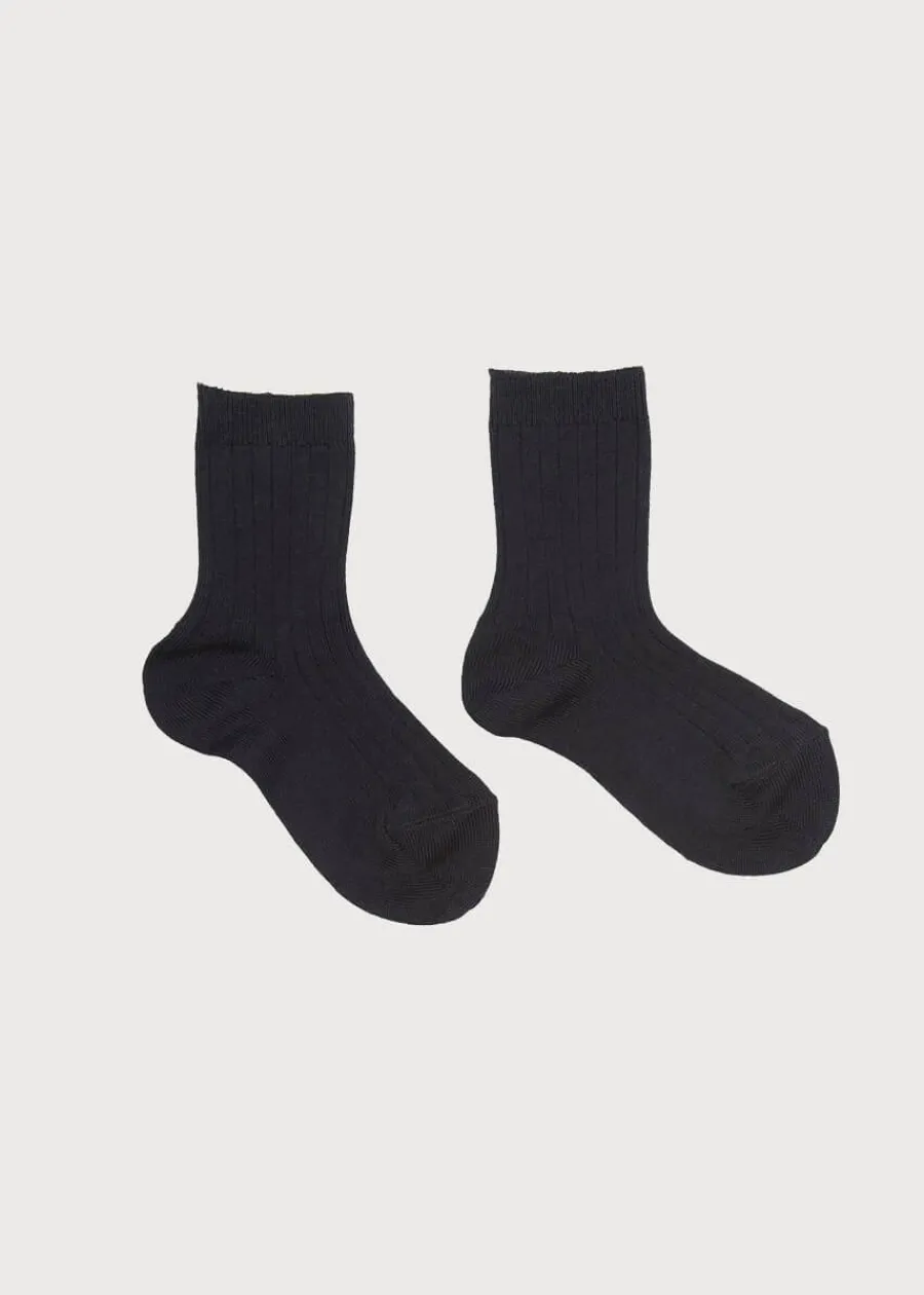 BOY Pepa London Ribbed short socks - Navy (0mths-10yrs)