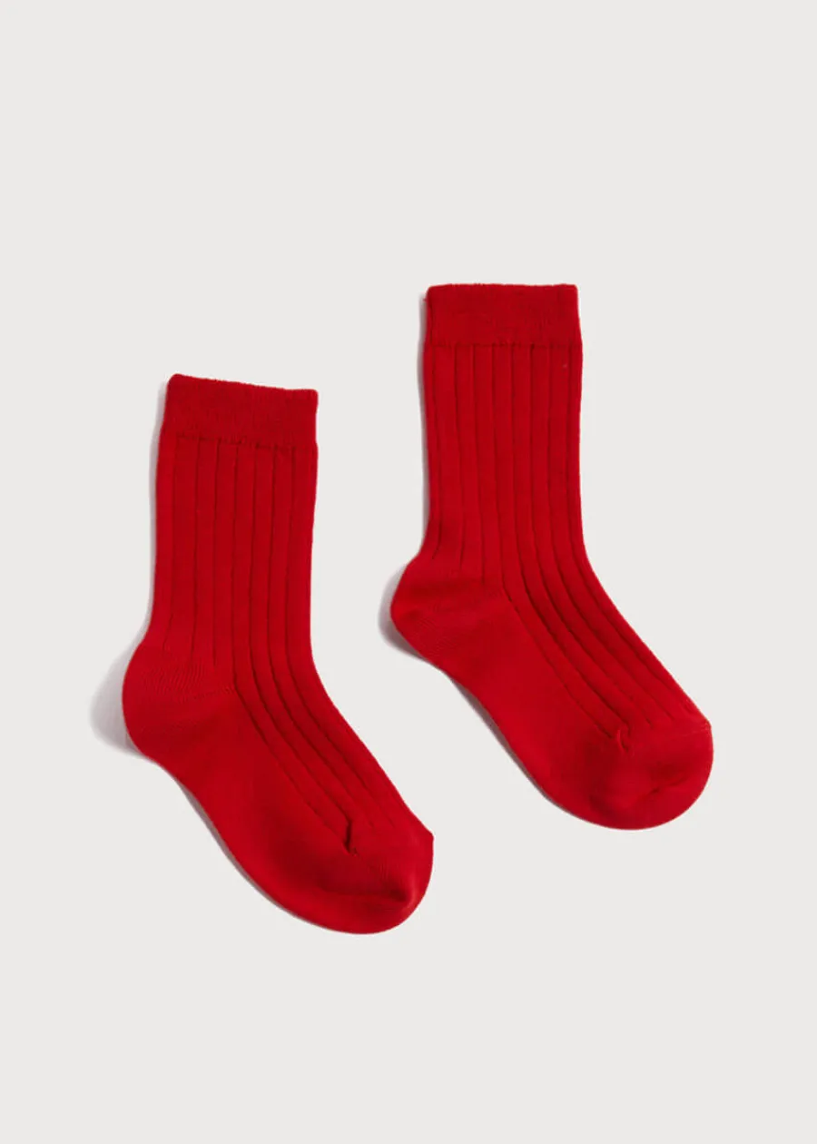 BOY Pepa London Ribbed Shorts Socks Red (0mths-10yrs)