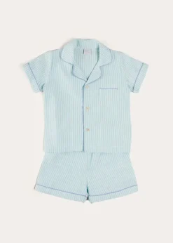 Pepa London Rochester Striped Short Sleeve Pyjamas in Green (18mths-10yrs)