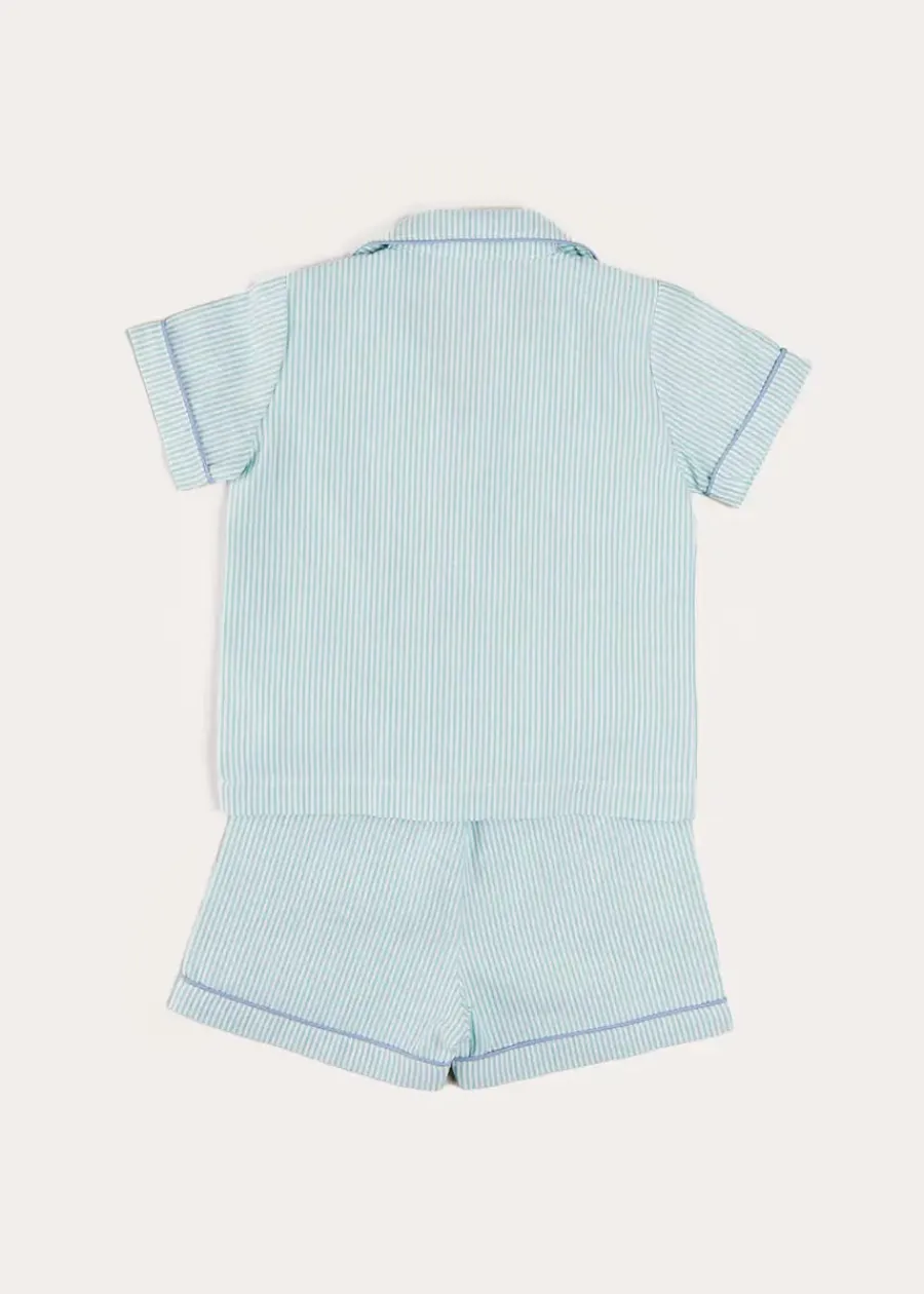 Pepa London Rochester Striped Short Sleeve Pyjamas in Green (18mths-10yrs)