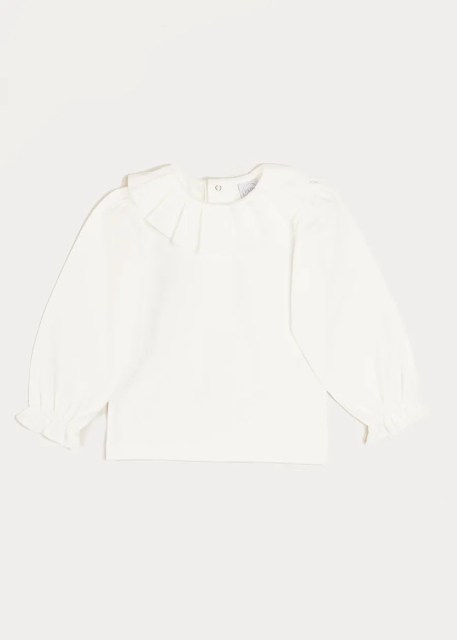 Pepa London Ruffle Collar Long Sleeve Top In Cream (18mths-10yrs)