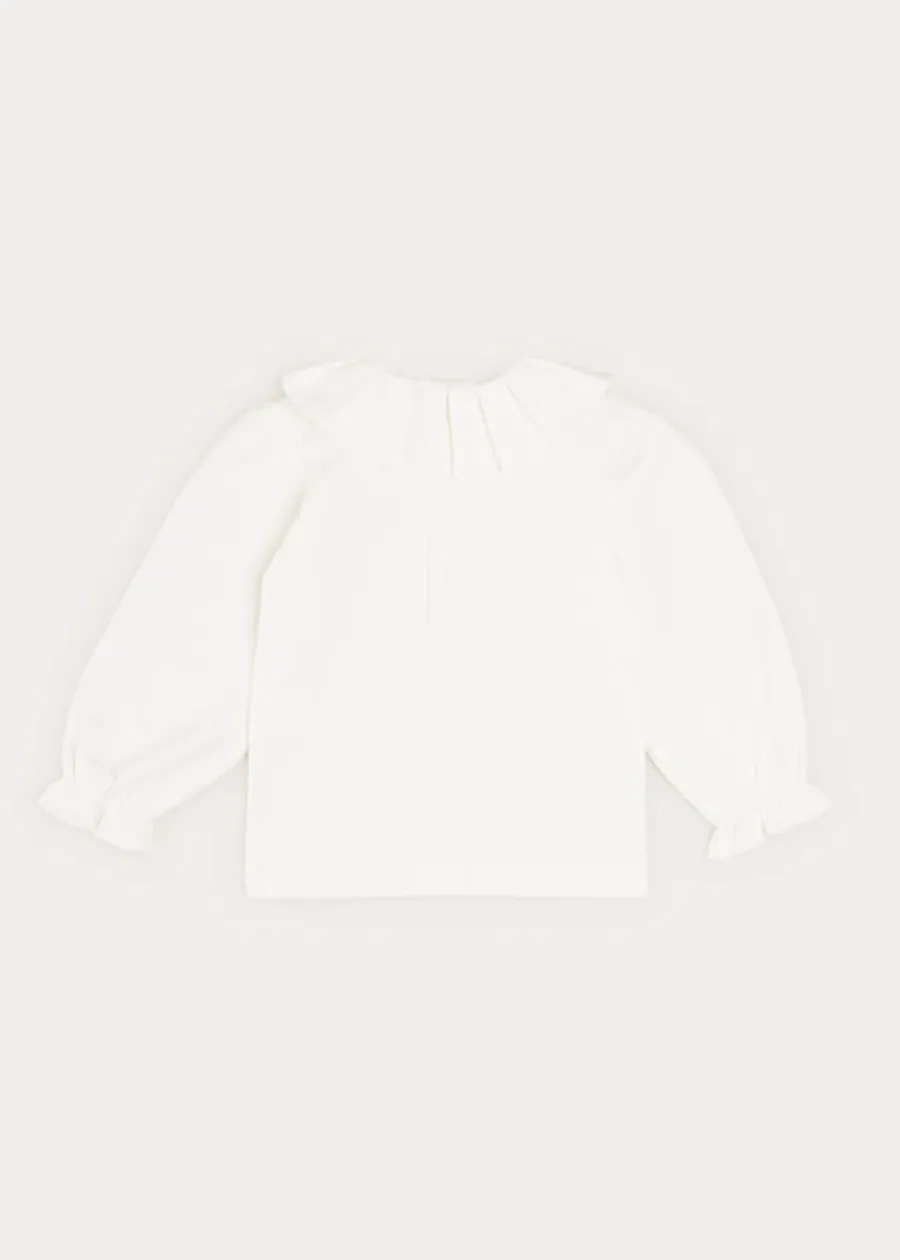 Pepa London Ruffle Collar Long Sleeve Top In Cream (18mths-10yrs)
