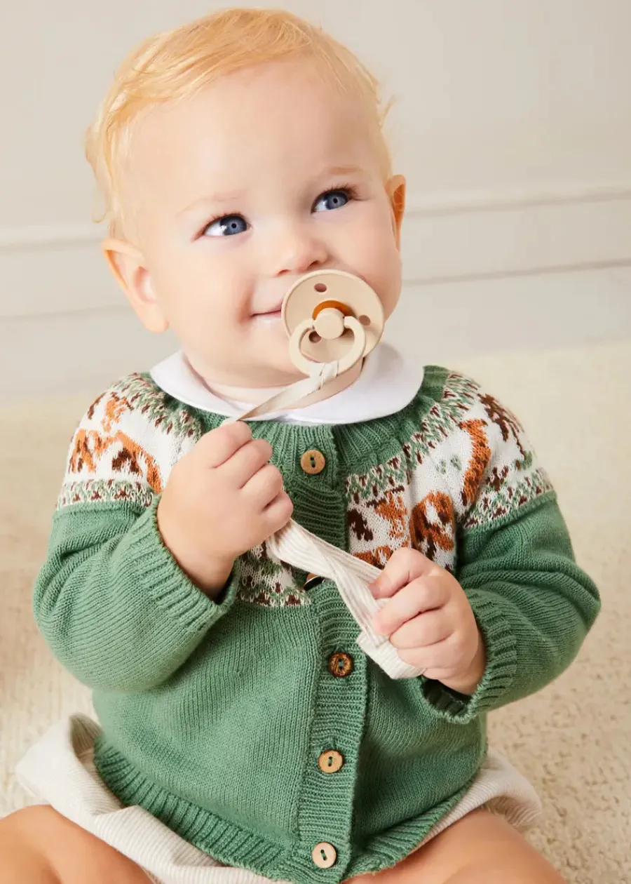 BOY Pepa London Safari Intarsia Cardigan in Green (6mths-6yrs)