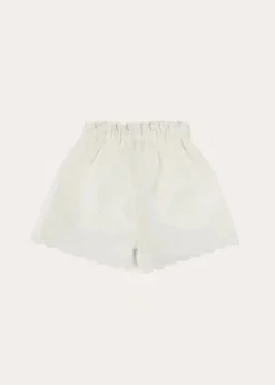 Pepa London Scallop Trim Embroidered Shorts in White (2-10yrs)