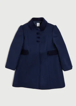 Pepa London Single Breasted Scallop Detail Coat In Navy (12mths-10yrs)