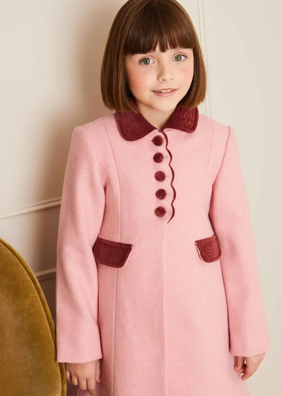 Pepa London Single Breasted Scallop Detail Coat in Pink (2-10yrs)