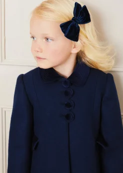 Pepa London Single Breasted Scallop Detail Coat In Navy (12mths-10yrs)