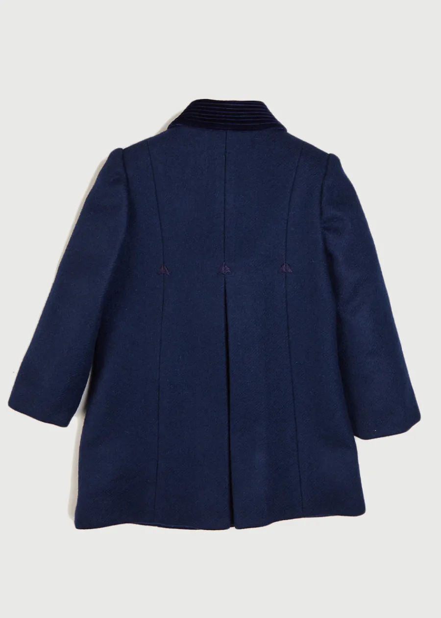 Pepa London Single Breasted Scallop Detail Coat In Navy (12mths-10yrs)