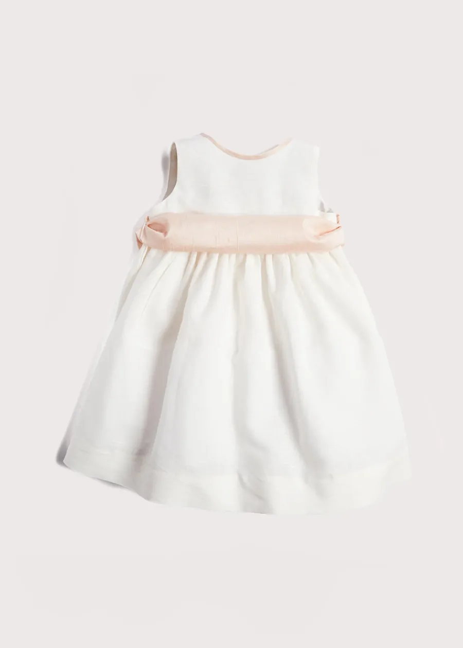 Pepa London Sleeveless Ivory Flower Girl Dress with Pink Silk Sash (6mths-10yrs)